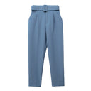 High-Waist Pants with Belt and Pockets for Effortless Style