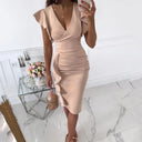 V-Neck Dress with Ruffled Sleeves
