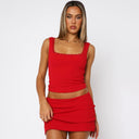 Chic Women's Ribbed Top and Mini Skirt Set