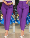 Chic High-Waisted Trousers with Pleated Design