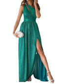 Chic Asymmetric Neckline Evening Dress with Side Slit