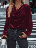 Chic Viscose Blouse with Waterfall Neckline for Women