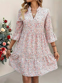 Floral Ruffle Women's Dress - Stylish Everyday Wear