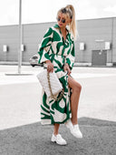 Chic Long Sleeve Dress with Modern Graphic Design