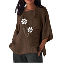 Floral Print Women's Blouse with Chest Pocket