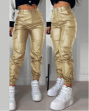 Women's Elastic Waist Cargo Jogger Pants with Pockets