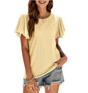 Chic Ruffle and Lace Short-Sleeve Blouse for Women