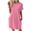 Chic Women's T-Shirt Dress with Convenient Pockets