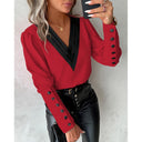 Chic V-Neck Blouse with Puff Sleeves for Women