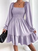 Women's Mini Dress with Puff Sleeves & Ruffles