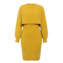 Chic Knitted Midi Dress with Cropped Sweater Top