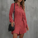 Women's Shirt Dress with Pockets & Tie Belt