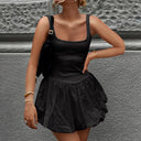 Women's Flared Skirt Dress with Square Neckline