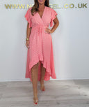 Elegant Women's High-Low Ruffle Wrap Dress