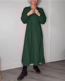 Chic V-Neck Maxi Dress with Long Sleeves
