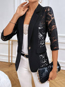 Chic Lace Blazer with Sheer Sleeves for Women