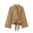 Chic Women's Blouse with Wide Sleeves and Bow Detail