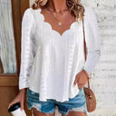 Chic Lace-Patterned Women's Blouse with Stylish Neckline