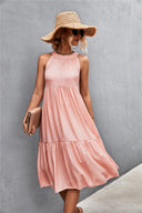 Flared Skirt High Neck Summer Dress for Women