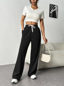 Elastic Waist Loose Fit Women's Leisure Pants