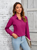 Chic Women's Long-Sleeve Blouse with Textured Design