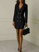 Chic Women's Double-Breasted Dress with Decorative Buttons