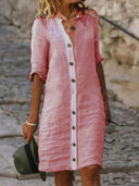 Stylish Women's Linen Dress with Button Details