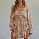 V-Neck Evening Dress with Ruffle Accents for Women