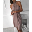 Chic Women's Halter Dress with Flowing Drapes