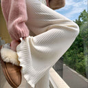 Flowy Knit Trousers with Chic Hem Design