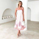 Floral Embroidered Knee-Length Summer Dress for Women