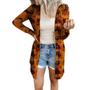 Animal Print Long-Sleeve Blouse with Button Closure for Women