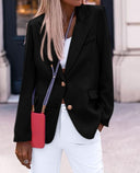 Chic Women's Blazer with Gold Buttons and Structured Fit