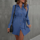 Women's Shirt Dress with Pockets & Tie Belt
