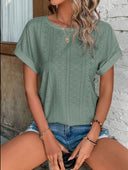 Lace Pattern Women's Round Neck Tee