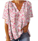 Floral V-Neck Women's Blouse Top