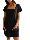 Chic Summer Dress with Square Neckline and Handy Pockets