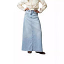 High-Waisted Women's Denim Skirt with Spacious Pockets