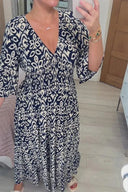 V-Neck Maxi Dress with Flowing Sleeves for Women
