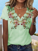 Floral Embroidered Asymmetrical Blouse for Women