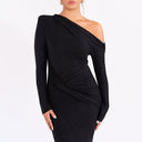 Chic Asymmetrical Neckline Maxi Dress