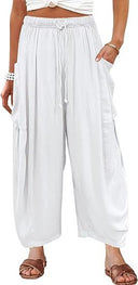Chic Palazzo Pants for Women with Elastic Waist and Pockets