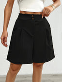 Chic Pleated Button Shorts for Women