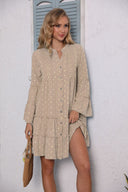 Chic Ruffle Detail Button-Up Shirt Dress for Women