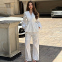 Chic Women's Ruffled Patterned Blouse Set