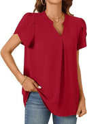 Chic V-Neck Blouse with Puff Sleeves