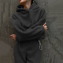 Women's Fleece Hoodie Jumpsuit with Elastic Waist