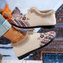 Flower-Designed Women's Slippers with Plush Lining