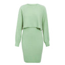 Chic Knitted Midi Dress with Cropped Sweater Top