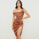 Chic Asymmetrical Cocktail Dress with High Slit